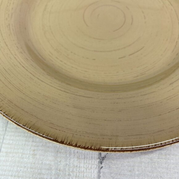 Tag Ltd SONOMA TAN Swirl Rustic Brown Edge Ironstone 11" Dinner Plates Set of 3 - Picture 13 of 16